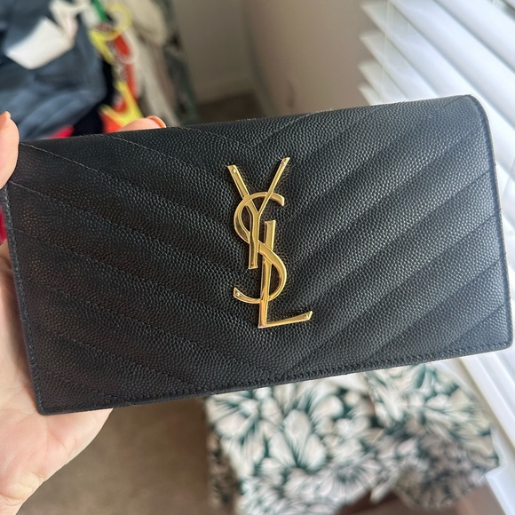 Saint Laurent Leather Bifold Quilted Black Wallet - Picture 1 of 13